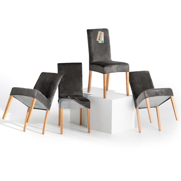 Huse gri 4 buc. elastice pentru scaun 48 cm Sento – Restilo