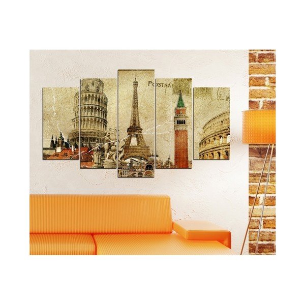 Tablou din mai multe piese 3D Art Mauve Eiffel, 102 x 60 cm-image-1