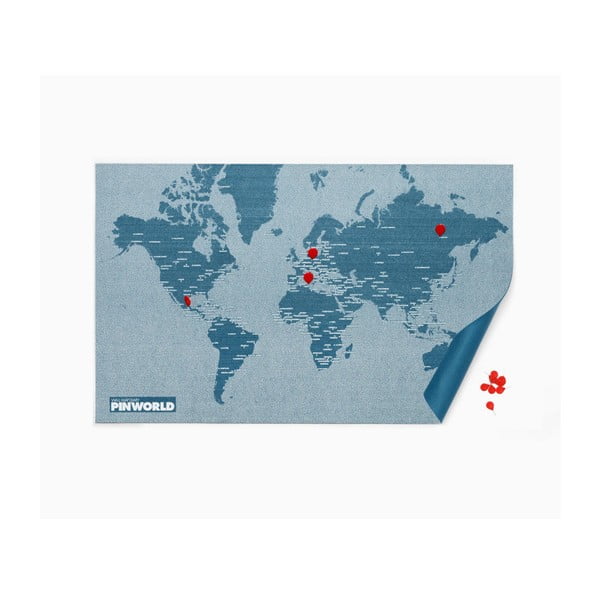 Hartă lumii, prindere de perete Palomar Pin World, 126 x 68 cm, albastru