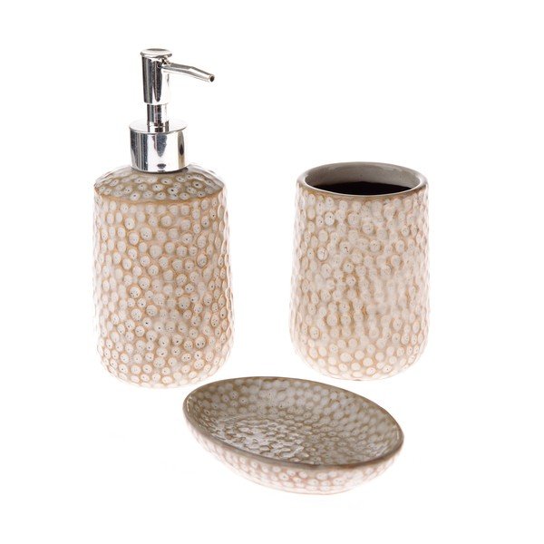Set de accesorii de baie bej din ceramică – Dakls