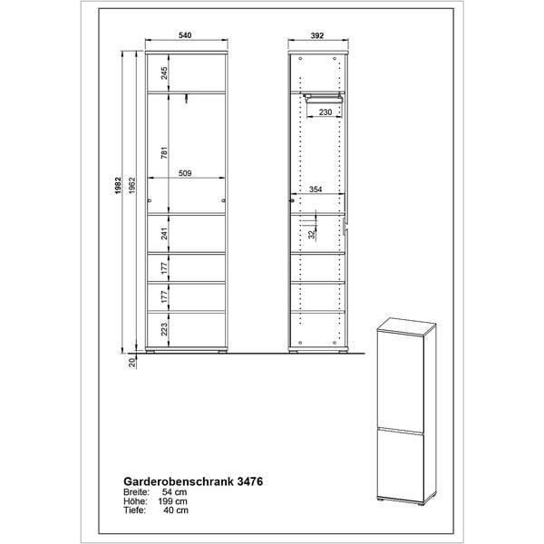 Dulap în decor de fag 54x200 cm Lissabon - Germania-image-4