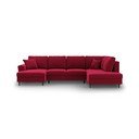 Colțar roșu extensibil, cu spațiu de depozitare cu tapițerie din catifea (cu colț pe partea dreaptă-în formă de "U") Kyoto – Cosmopolitan Design