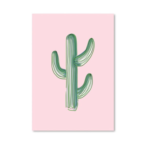Poster Americanflat Lonely Cactus On Pink, 30 x 42 cm