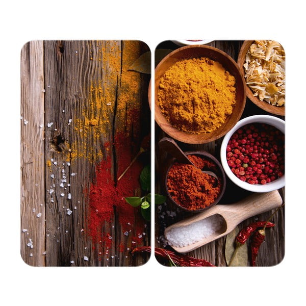Set 2 protecții din sticlă pentru aragaz Wenko Spices, 52 x 30 cm