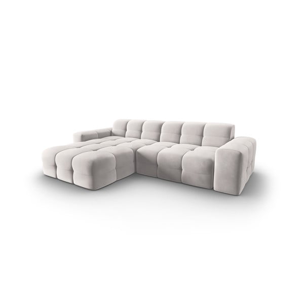 Colțar gri deschis cu tapițerie din catifea (pe partea stângă) Kendal – Micadoni Home-image-3