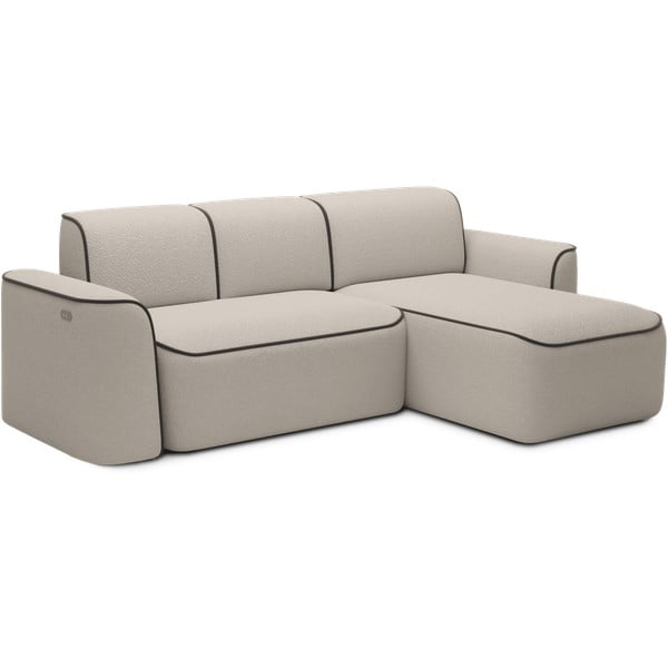 Colțar bej cu tapițerie din țesătură bouclé (cu colț pe partea dreaptă/cu șezlong) Ume – ELTAP-image-2