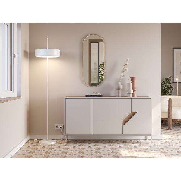 Comodă crem/în culoare naturală cu aspect de lemn de stejar 150x80x40 cm Lilou – Marckeric-image-1