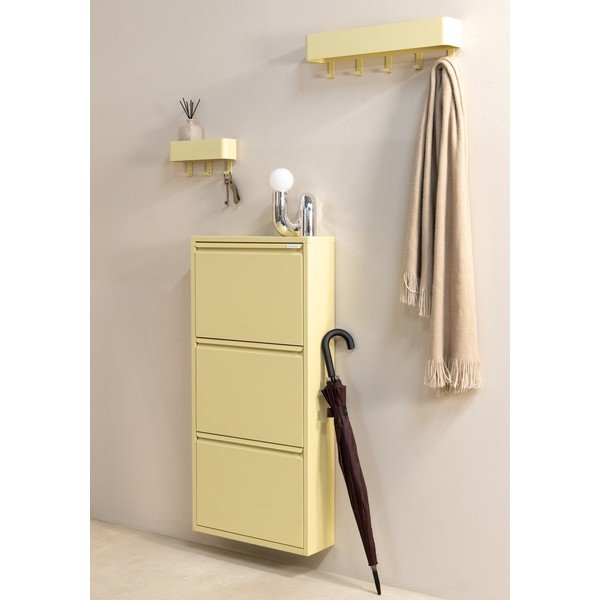 Pantofar galben deschis cu deschidere înclinată/suspendat din oțel 50x103x15 cm Billy – Spinder Design-image-3