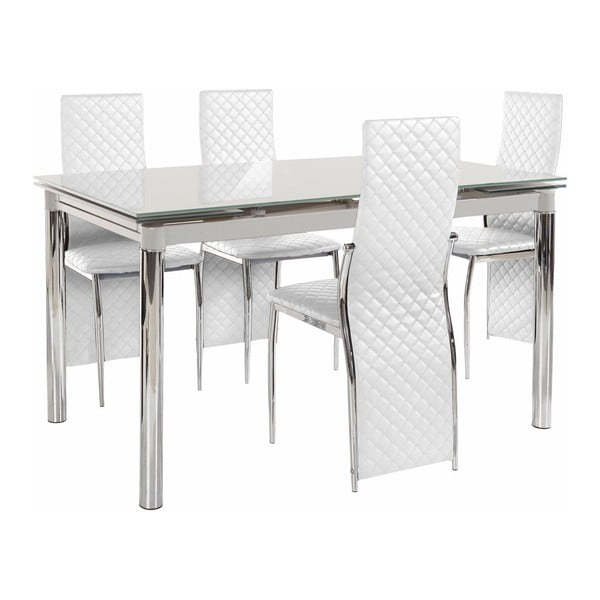 Set masă cu 4 scaune Støraa Pippa William Grey White, alb