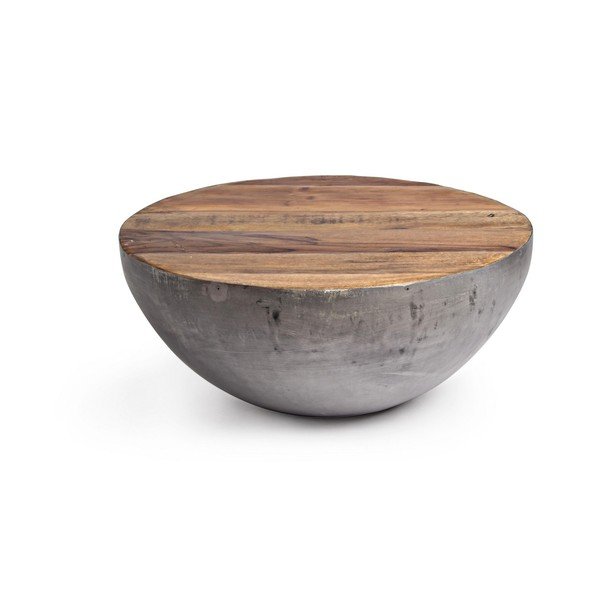 Măsuță de cafea gri/în culoare naturală rotundă din metal ø 70 cm Lancaster – Bizzotto
