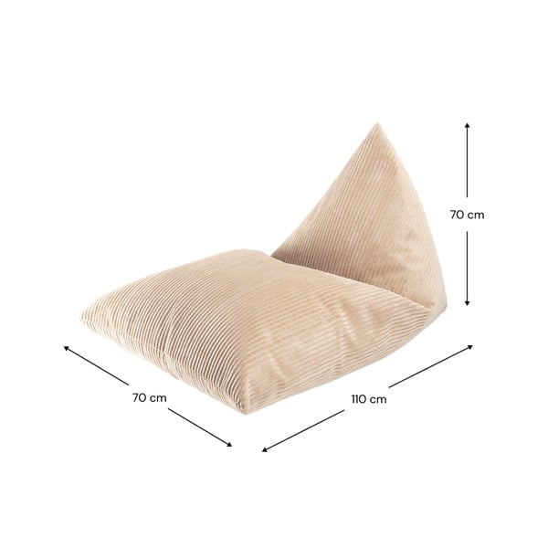 Fotoliu puf pentru copii maro deschis cu tapițerie din catifea reiată Big Lounger – Wigiwama-image-4