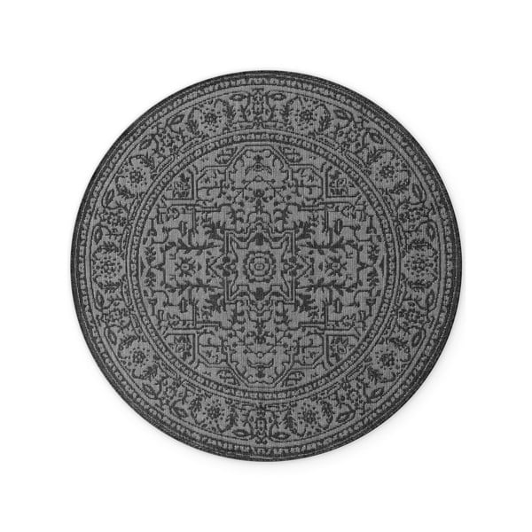 Covor pentru exterior și interior alb-negru rotund ø 160 cm Duet Kona – NORTHRUGS