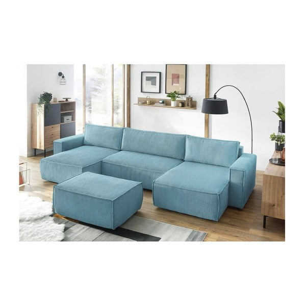 Taburet verde mentă cu tapițerie din catifea reiată Nihad – Bobochic Paris-image-1