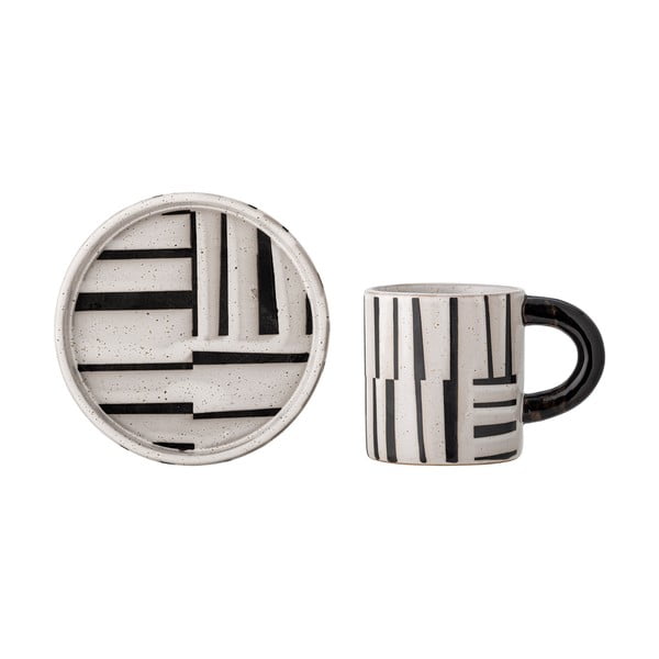 Ceașcă alb-negru din gresie 300 ml Frankie – Bloomingville-image-3