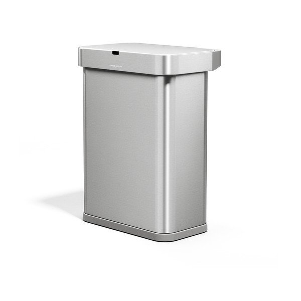 Coș de gunoi argintiu cu senzori de deschidere din oțel 58 l Sensor – simplehuman