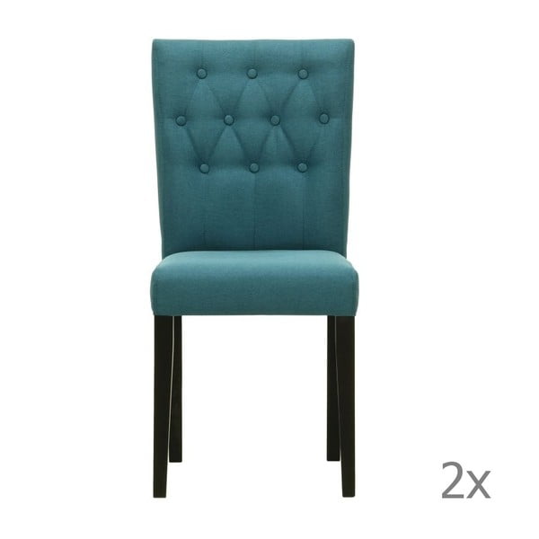 Set 2 scaune Monako Etna Blue, picioare negre