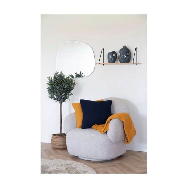 Pătură galbenă din bumbac reciclat tricotată 130x170 cm Santos – House Nordic-image-3