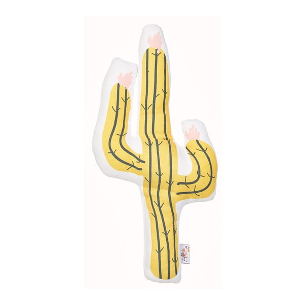 Pernă din amestec de bumbac pentru copii Mike & Co. NEW YORK Pillow Toy Cactus, 41 x 21 cm, galben