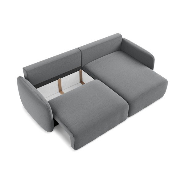 Colțar gri extensibil/cu spațiu de depozitare cu tapițerie din catifea (cu colț pe partea dreaptă/cu șezlong) Kalena – Makamii-image-4