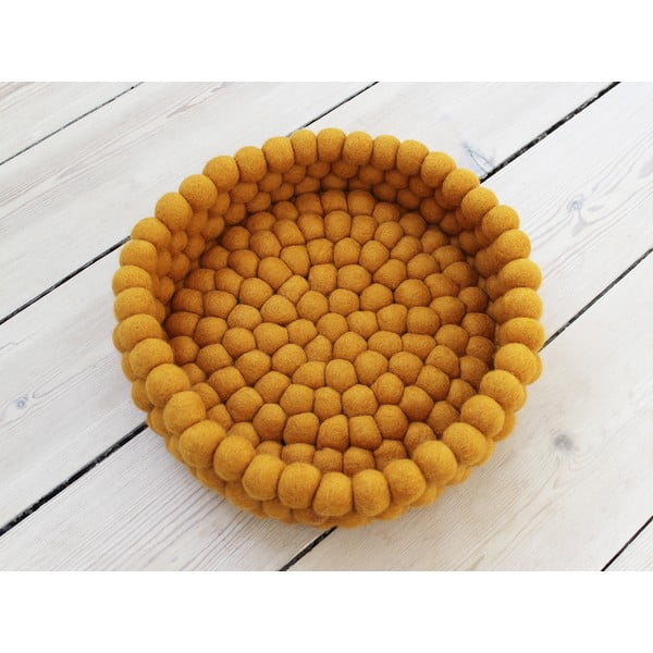 Coș depozitare, cu bile din lână Wooldot Ball Basket, ⌀ 28 cm, galben muștar
