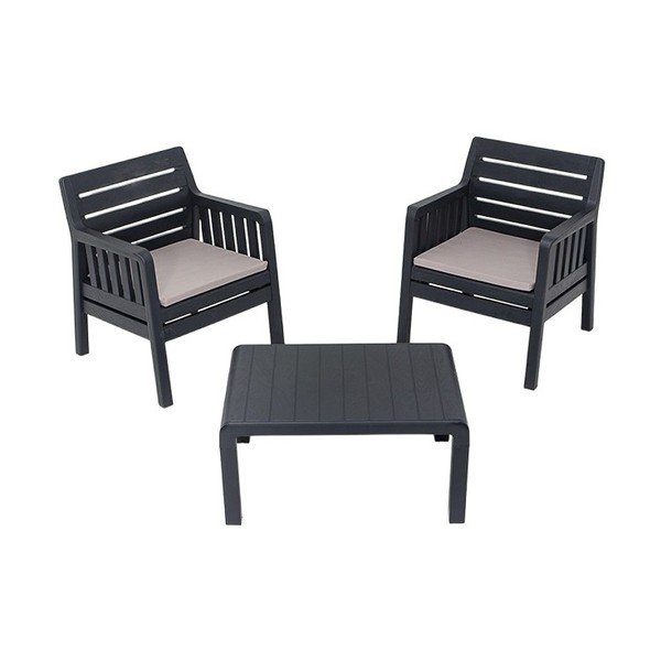 Set mobilier de grădină gri antracit pentru două persoane Lara – Floriane Garden