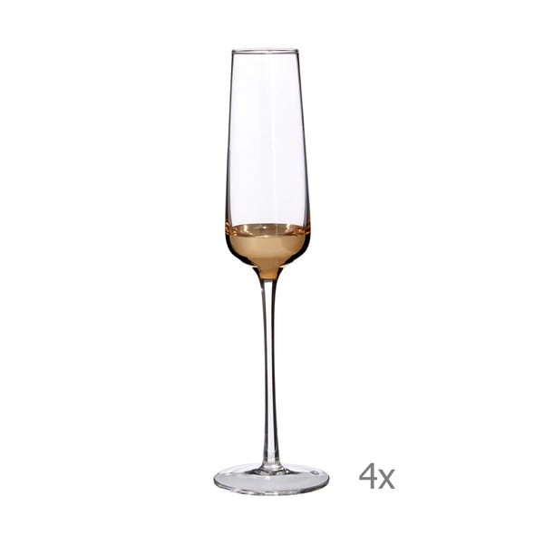 Set 4 pahare pentru șampanie cu detalii aurii Premier Housewares Horizon