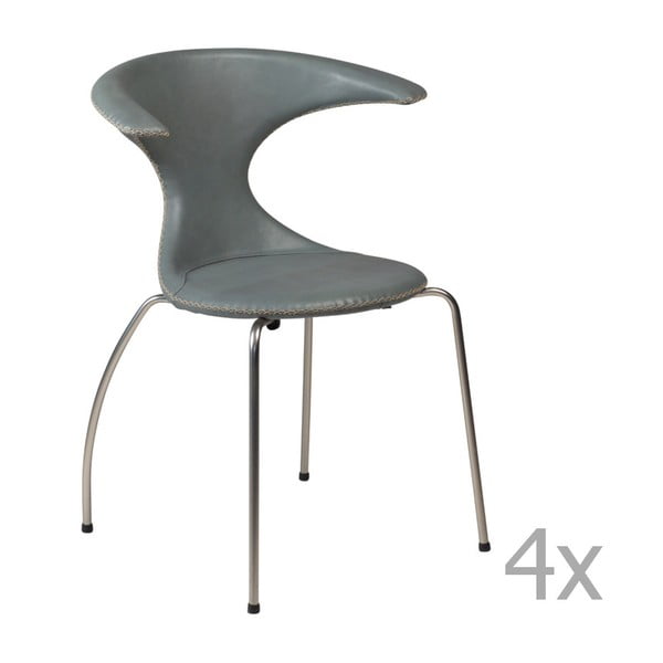 Set 4 scaune din piele cu bază metalică DAN– FORM Flair