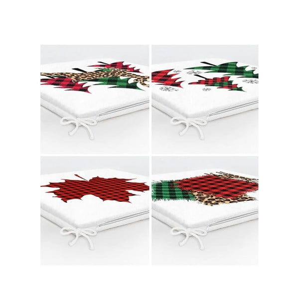 Perne de scaun 4 buc. 40x40 cm  cu model de Crăciun Tartan – Mila Home-image-2