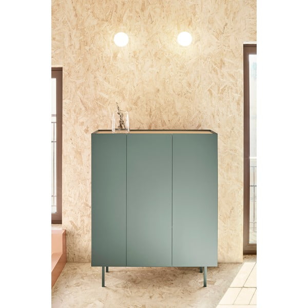 Comodă verde înaltă cu aspect de lemn de stejar 95x120 cm Arista – Teulat-image-1