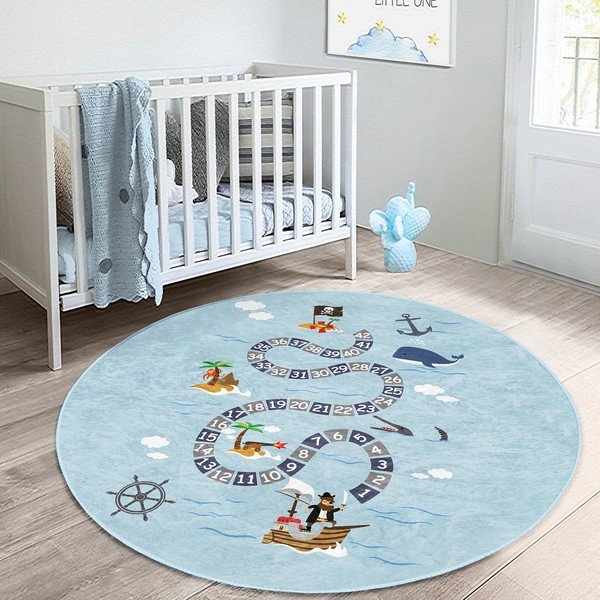Covor pentru copii albastru deschis ø 80 cm Comfort – Mila Home-image-3