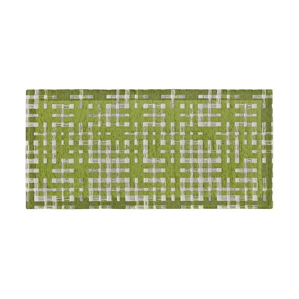 Covor tip traversă verde lavabil 55x240 cm Dama Verde – Floorita