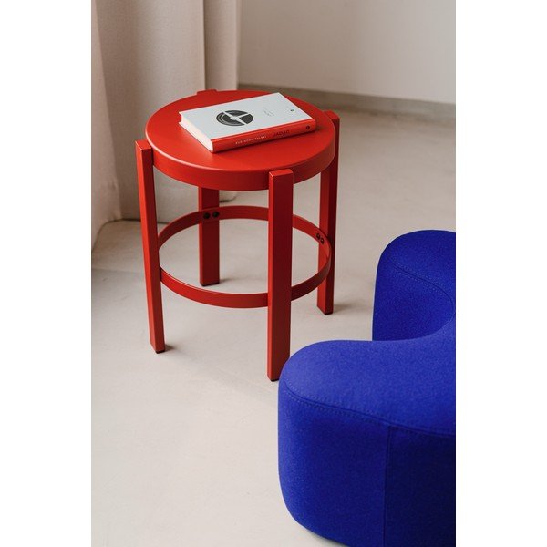 Scaun tip taburet roșu din oțel Doon – noo.ma-image-1