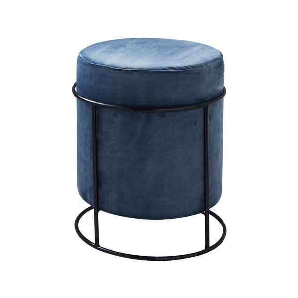 Puf tapițat Native Stack, ⌀ 37 cm, albastru