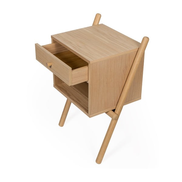 Noptieră în culoare naturală cu aspect de lemn de stejar Wiru – Woodman-image-4