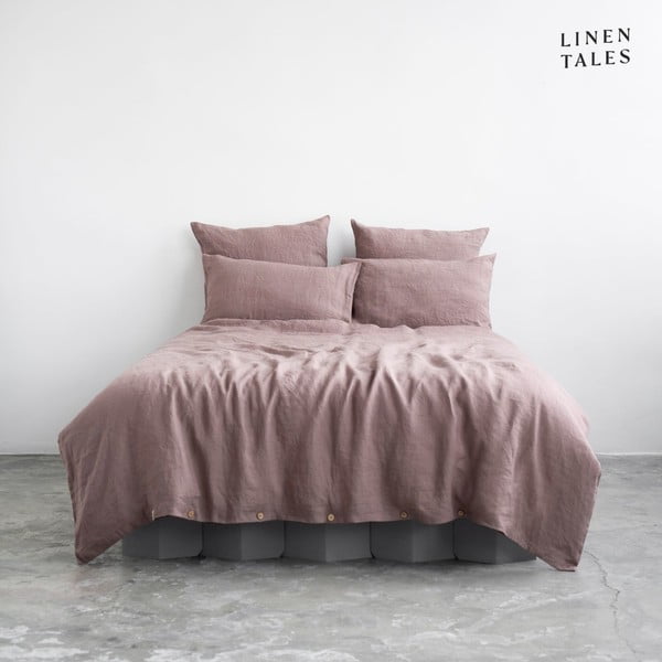 Lenjerie de pat roz din in pentru pat de o persoană/extinsă 165x220 cm – Linen Tales