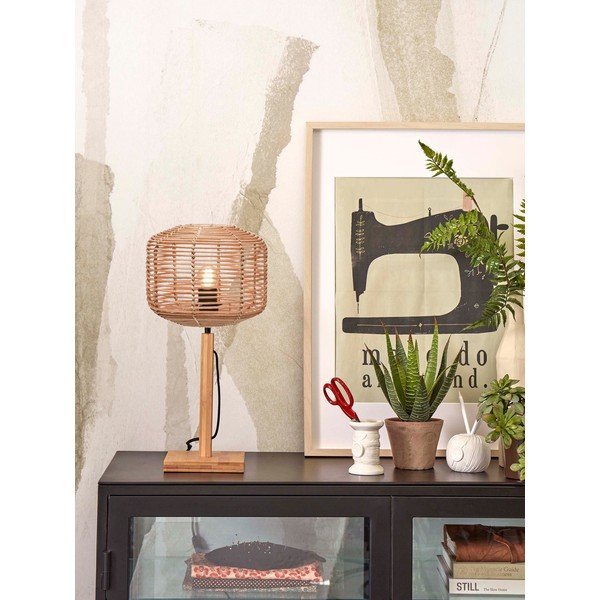 Veioză în culoare naturală cu abajur din ratan (înălțime 40 cm) Tanami – Good&Mojo-image-1