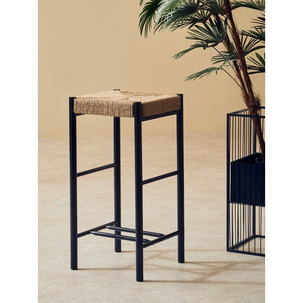 Scaun de bar negru/în culoare naturală din lemn de fag (înălțime șezut 72 cm) Bandar – Premier Housewares-image-1
