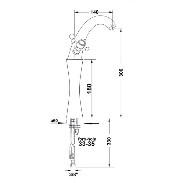 Baterie în culoarea bronzului pentru chiuvetă înaltă Antea – Sapho-image-2