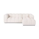 Colțar crem cu tapițerie din catifea (cu colț pe partea dreaptă, cu șezlong) Cube – Bonami Selection