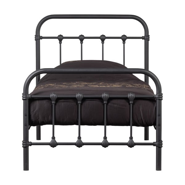 Pat negru cu somieră 90x200 cm Moos – WOOOD-image-3