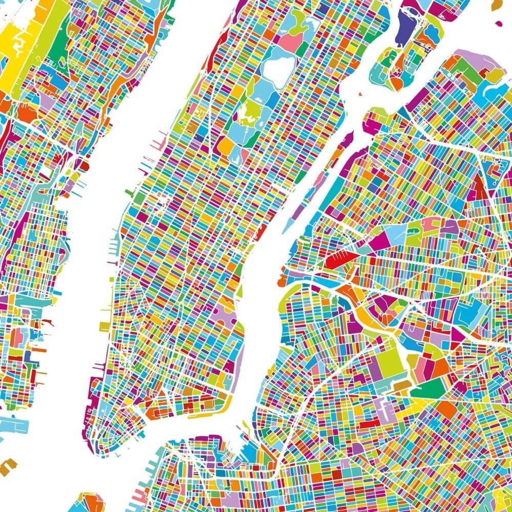 Tablou Homemania Maps Manhattan, 60 x 60 cm