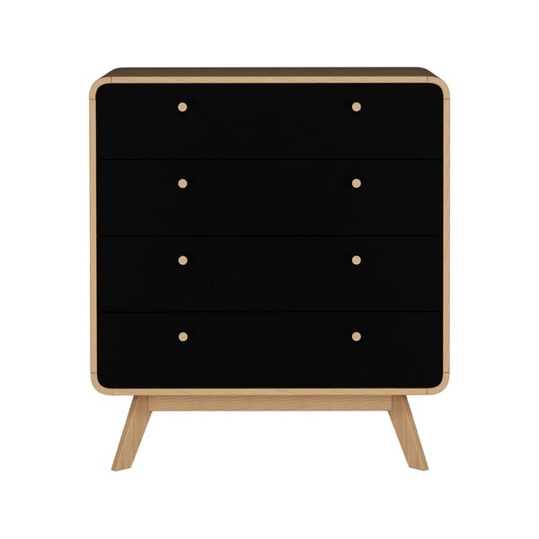 Comodă neagră/în culoare naturală înaltă cu aspect de lemn de stejar 80x88 cm Cassie – Støraa