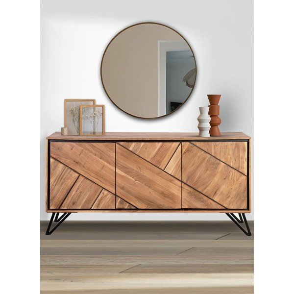 Comodă în culoare naturală din lemn de acacia 150x76x40 cm Ambala – Interia Home & Living-image-1