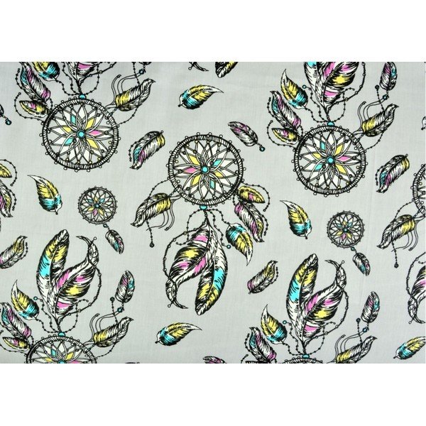 Lenjerie de pat gri deschis din bumbac satinat pentru pat dublu/extinsă 200x220 cm Dreamcatcher -image-1