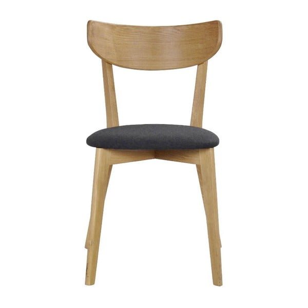 Scaun de dining din lemn de stejar cu șezut gri închis Rowico Ami, maro-image-1