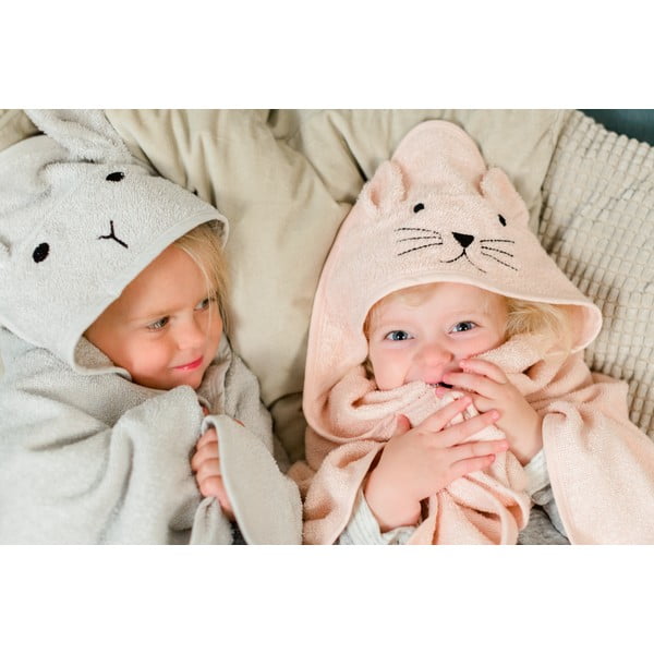 Prosoape de bumbac pentru copii cu glugă Kindsgut Cat, roz-image-1