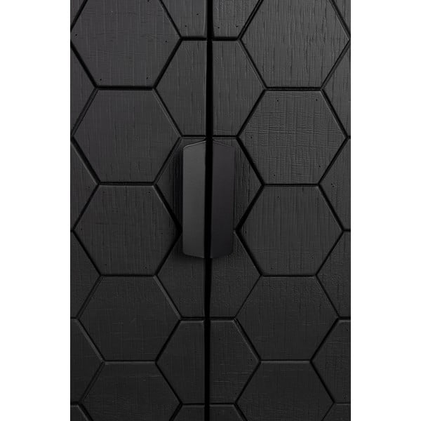 Comodă neagră joasă din lemn de pin 140x58 cm Linc – White Label-image-2