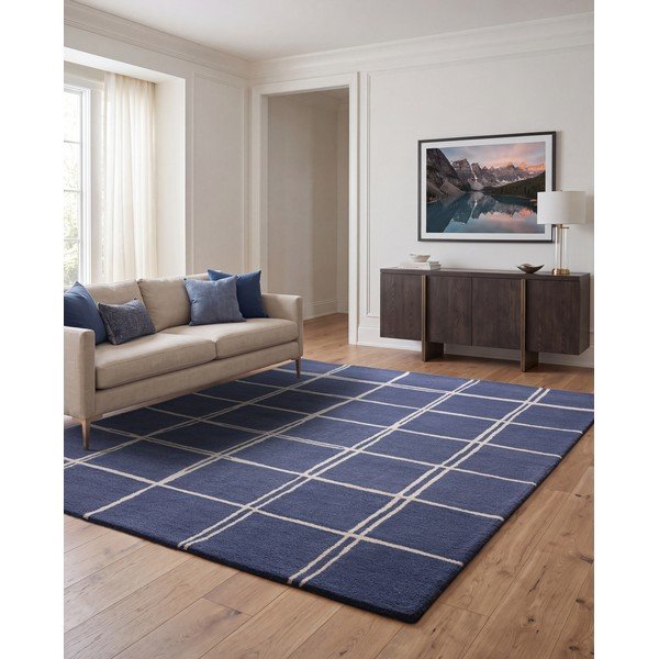 Covor albastru țesut manual din lână 160x230 cm – Asiatic Carpets-image-1