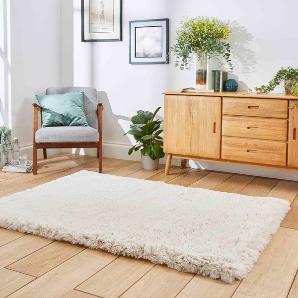Covor crem 80x150 cm Super Teddy – Think Rugs-image-2