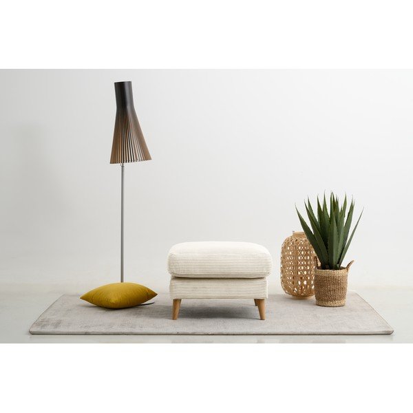 Taburet alb cu tapițerie din catifea reiată Paris – Scandic-image-1